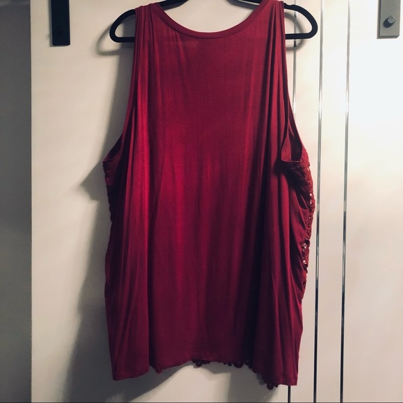 Plus Size 22/24 Lane Bryant Jacquard Lace Tank Top Red - Picture 4 of 11